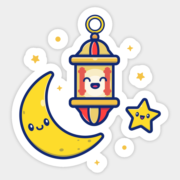 Cute Lamp Lantern With Moon And Star Sticker by Catalyst Labs